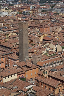 Bologna Prints: View from the Two Towers of Piazza di Porta Ravegnana, Bologna, Emilia Romagna
