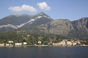 View of the town of Cadenabbia from ferry, Lake Como, Lombardy, Italian Lakes