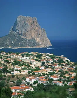 Valencia Prints: View over the town of Calpe to the rocky headland of