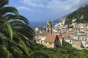 Amalfi Prints: View of town and coast, Amalfi