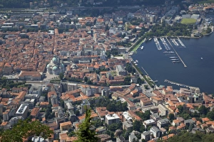 Como Prints: View of the town of Como from Brunate, Lake Como, Lombardy, Italian Lakes, Italy, Europe