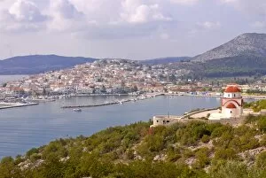 View over the town of Ermioni, Peloponnese, Greece, Europe