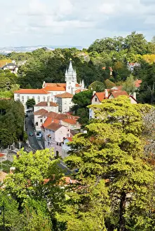 Small Prints: View of the town hall and surrounding buildings in Sintra
