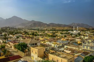 Crowded Prints: View over the town of Keren in the highlands of Eritrea, Africa
