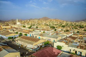 Harar Prints: View over the town of Keren in the highlands of Eritrea, Africa