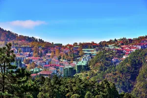 Jiujiang Prints: View of the town in Lushan (Mount Lu), Jiujiang City, Jiangxi, China