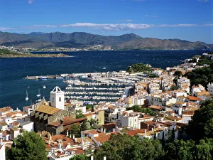 Costa Brava Prints: View over town and port, El Port de la Selva, Costa Brava, Catalunya, Spain, Mediterranean