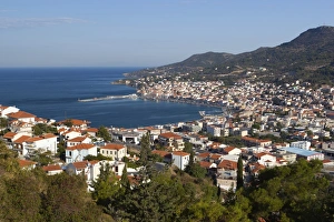 Samos Prints: View over town and port, Samos Town, Samos, Aegean Islands, Greece
