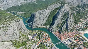 Waterways Prints: View of the town and river from above