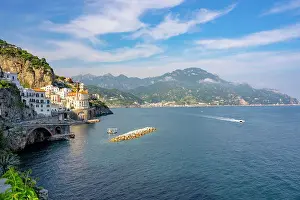 View of the town in Spring, Atrani, Amalfi Coast (Costiera Amalfitana), UNESCO World Heritage Site, Campania, Italy, Europe