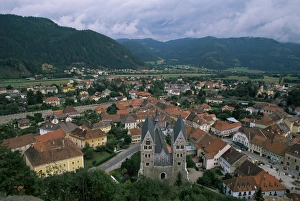 Carinthia Prints: View of town from St. Peters church, Friesach, Carinthia, Austria, Europe