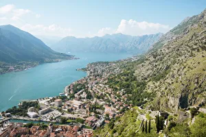 Townscape Prints: View from the Town Walls, Kotor, Bay of Kotor, UNESCO World Heritage Site, Montenegro