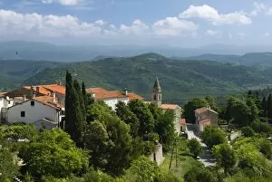 View from town walls, Motovun, Istria, Croatia, Europe