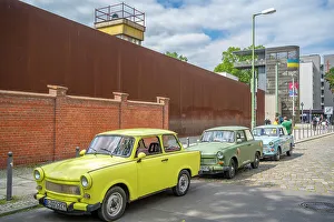 Bernauer Strasse Prints: View of Trabant cars at the Berlin Wall Memorial