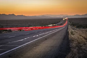 Tail Light Prints: View of trail lights on Highway 93, Arizona, United States of America, North America