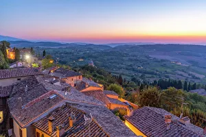 Montepulciano Prints: View of Tuscan landscape from Montepulciano at dusk