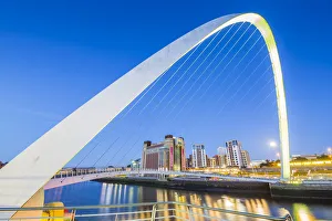 River Tyne Prints: View of Tyne River and Gateshead Millennium Bridge at dusk