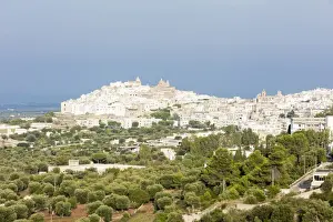 Ostuni Prints: View of typical architecture and white houses of the old medieval town, Ostuni, Province