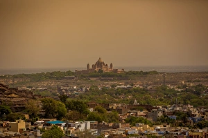 Blue City Prints: The view of Umaid Bhawan Palace from Mehrangarh Fort in Jodhpur, the Blue City, Rajasthan