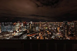 City View Prints: View from Umeda Sky Building of the city skyline at night, Osaka, Honshu, Japan, Asia