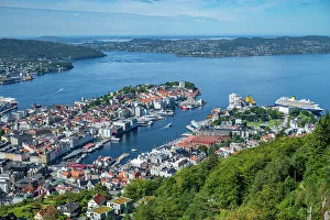 Vestland Prints: View over the UNESCO World Heritage Site, Bergen, Vestland, Norway, Scandinavia, Europe