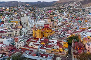 View over the UNESCO World Heritage Site at night, Guanajuato, Mexico, North America