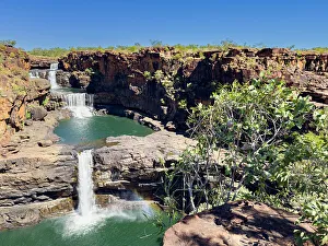 Cascades Prints: A view of the upper and lower Mitchell Bay waterfalls