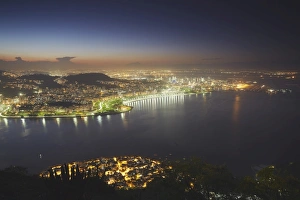 Centro Prints: View of Urca, Flamengo and Centro at sunset, Rio de Janeiro, Brazil, South America