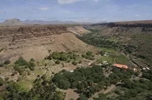View through valley, Ciudad Velha (Cidade Velha), s antiago, Cape Verde Is lands , Africa