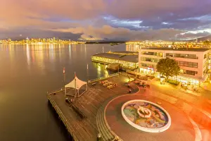 Canadian Culture Prints: View of Vancouver Downtown from Lonsdale Quay North Vancouver at dusk, Vancouver