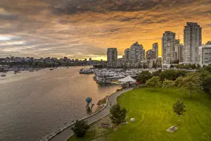 Canadian Culture Prints: View of Vancouver skyline and False Creek as viewed from Cambie Street Bridge, Vancouver