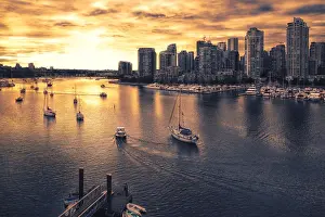 View of Vancouver skyline and False Creek as viewed from Cambie Street Bridge, Vancouver