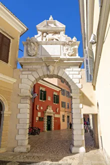 Old Towns Prints: View of Venetian Balbi Gate in the Old Town of Rovinj, Croatian Adriatic Sea, Istria