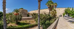 Walkways Prints: View of the Venetian Walls in Heraklion under the bright sun in Crete, Greece