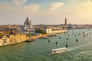 View of Venice from cruise ship at daybreak, Venice, UNESCO World Heritage Site, Veneto