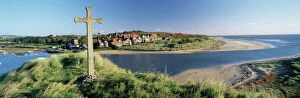 Sea Scape Collection: View of the village of Alnmouth with River Aln flowing into the North Sea