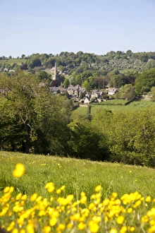 View over village and church, Ashover, Derbyshire, England, United Kingdom, Europe