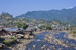 Mountain Village Prints: View of the village of Daporijo, Arunachal Pradesh, India, Asia