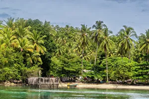 Gam Island Prints: A view of the village of Friwen on Gam Island, Raja Ampat, Indonesia, Southeast Asia, Asia