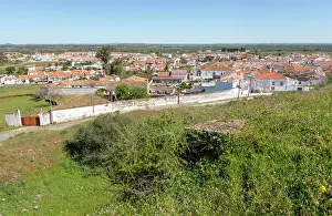 Whitewashed Prints: View over village of traditional Portuguese whitewashed cottage houses