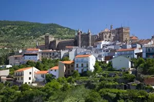 View of the village from valley, the Real Monasterio de Santa Maria de Guadalupe prominent