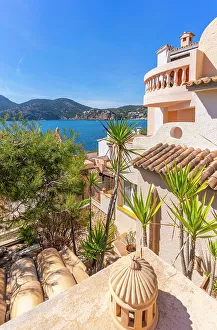 Real Estate Prints: View of villlas overlooking bay at Camp de Mar