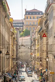 Alfama Prints: View of vintage trams in Alfama, Alfama District, Lisbon, Portugal, Europe