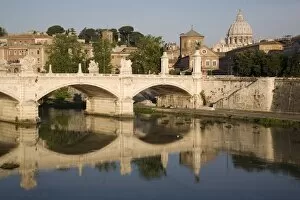 Images Dated 5th June 2007: View of Vittorio Emanuele II Bridge, with St. Peters dome, Rome, Lazio, Italy, Europe