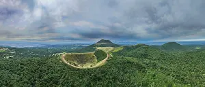 Domes Prints: View of volcanic domes in the UNESCO world heritage site Chaine de Puys in Massif Central area of France