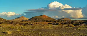 Las Palmas Prints: View of volcanic landscape in Timanfaya National Park at sunset