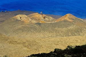 El Hierro Prints: View of volcano cone taken from la Dehesa, with sea beyond, El Hierro, Canary Islands