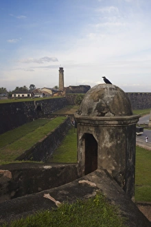 Images Dated 21st December 2009: View of walls of Galle Fort with clock tower in background, UNESCO World Heritage Site