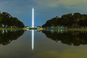 Washington Prints: View of the Washington Monument at night in Washington, D.C. United States of America