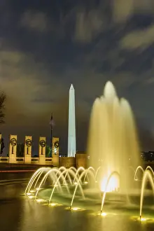 Homage Prints: View of the Washington Monument at night from the WWII Memorial in Washington